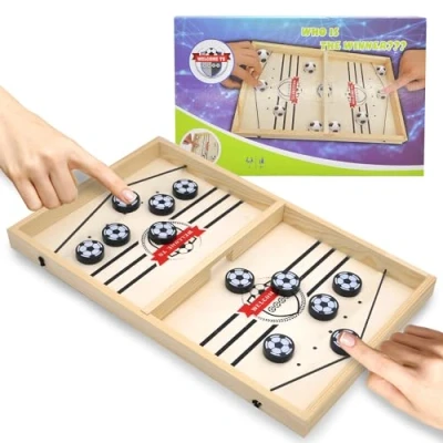 Afbeelding van JOYUE Snel Slingpuck Bordspel, Fast Sling Puck Game, Draagbaar IJsbal Battlespel, Catapult Board Bordspellen voor Ouder Kind (B)