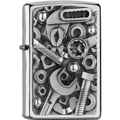 Afbeelding van Zippo Aansteker geborsteld chroom plaat schroeven en Gereedschap 2007674 Schroef Originele benzine stormaansteker
