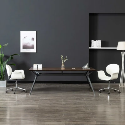 Afbeelding van Eetkamerstoelen draaibaar 2 st kunstleer wit