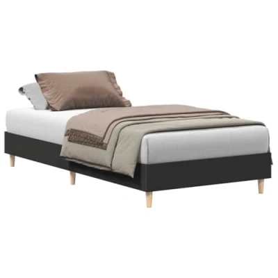 Afbeelding van vidaXL Bedframe matras zonder 100x200 cm spaanplaat zwart