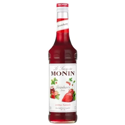 Image de MONIN Sirop de fraise premium 700 ml pour cocktails et mocktails. Convient aux végétaliens, sans allergènes, saveurs colorants 100% naturels