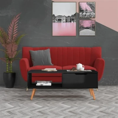 Afbeelding van Salontafel 100x49,5x43 cm spaanplaat hoogglans zwart