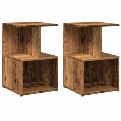 Image de vidaXL Tables de chevet 2 pcs vieux bois 35x35x55 cm d&#039;ingénierie856531
