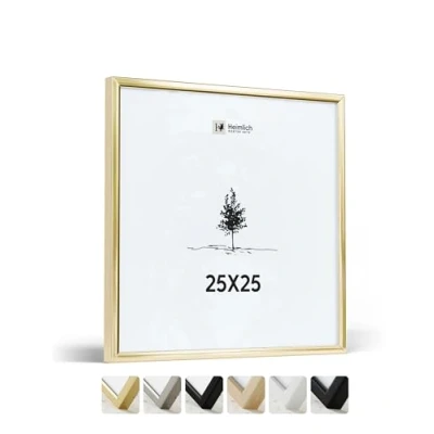 Afbeelding van Heimlich® 1 x fotolijst 25 cm van goudkleurig metaal, documentenlijst grote collage, aluminium metalen frame, vierkante