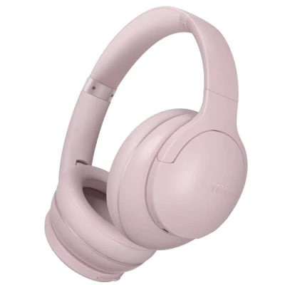 Afbeelding van DOQAUS Draadloze Bluetooth hoofdtelefoon [tot 90 uur batterijduur], met 3 EQ modi, hifi stereo, geïntegreerde microfoon, opvouwbaar, voor mobiele telefoons/iPad/laptops/pc, roze