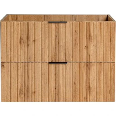 Afbeelding van Gestreept hangend meubel onder wastafel Licht naturel L80 cm ZEVARA L 80 x H 57 D 46