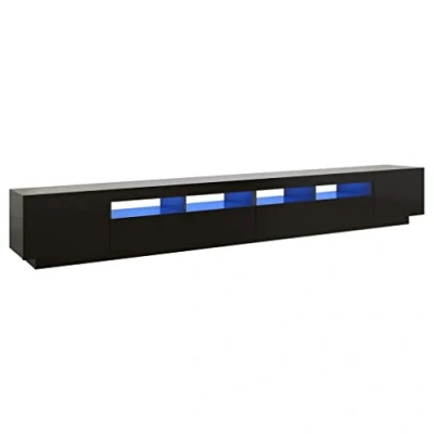 Image de vidaXL Meuble TV avec lumières LED Noir 300x35x40 cm3081925