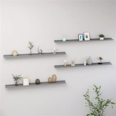 Afbeelding van Wandschappen 4 st 115x9x3 cm grijs