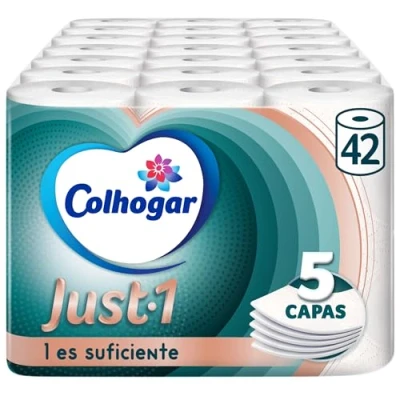 Afbeelding van Colhogar Just 1 7 x 6 ultra absorberend en ultrazacht toiletpapier 5 laags wit