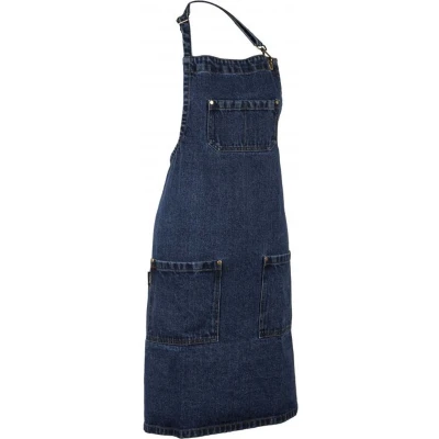 Afbeelding van ZICZAC Schort DENIM JEANS katoen functioneel voorzak, extra lange linten 75x85 cm Blauw