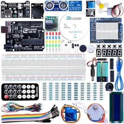 Afbeelding van ELEGOO UNO R3 Project Super Starter Kit compatibel met Arduino IDE tutorial, 5V relais, kaart, voedingsmodule, servomotor, prototype uitbreidingskaart enz. voor beginners