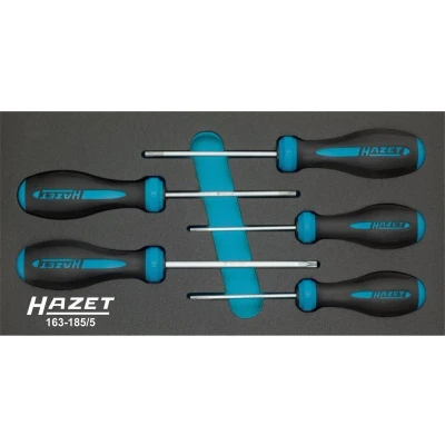 Afbeelding van HAZET 163 185/5 Schroevendraaierset 5 Gereedschapsmodule (PU schuiminlay) HEXAnamic , Safety Insert System