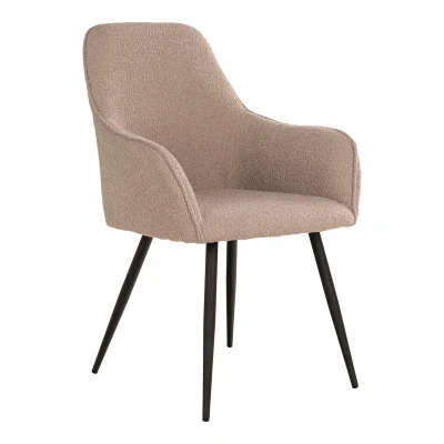 Afbeelding van Harbo Dining Chair in bouclé, beige with black legs, HN1233