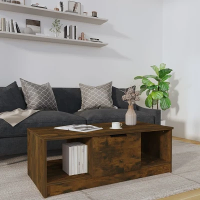 Afbeelding van Salontafel 102x50x36 cm bewerkt hout gerookt eikenkleurig