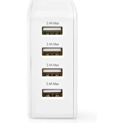 Afbeelding van USB A oplader Nedis 4 poorten (USB A, 24W, Wit)