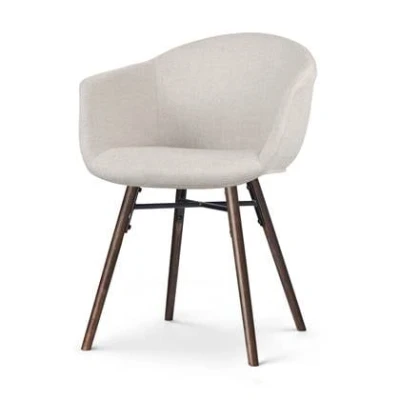 Afbeelding van Nolon Nena Otis Eetkamerstoel Beige met Armleuning Walnoot