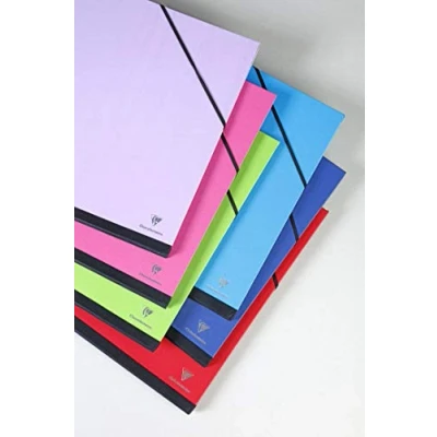 Afbeelding van Clairefontaine Ref 144701C Kunstmap met elastische bandsluiting Willekeurige kleur Aanpasbaar perkamentkarton oppervlak Geschikt voor A3+ documenten