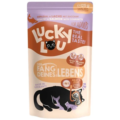 Afbeelding van 16x125g Lucky Lou Adult Gevogelte &amp; Zalm nat kattenvoer