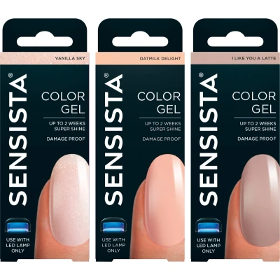 Afbeelding van Sensista Glittery Champagne Set Color Gel Gellak Voordeelset Nude Glitter nagellak voor LED lamp 3 stuks