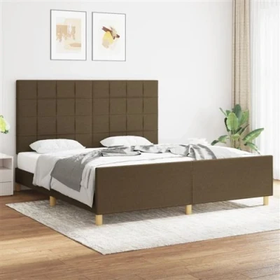 Afbeelding van vidaXL Bedframe met hoofdeinde stof donkerbruin 180x200 cm