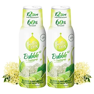 Image de FruttaMax Concentré de sirop fruits Moins sucre avec 60% convient pour machine à soda 500ml (Fleur sureau citron chaux menthe)