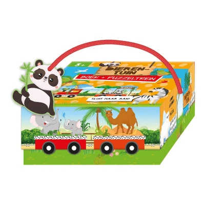 Afbeelding van Lantaarn Boek + Puzzeltrein Dierentuin