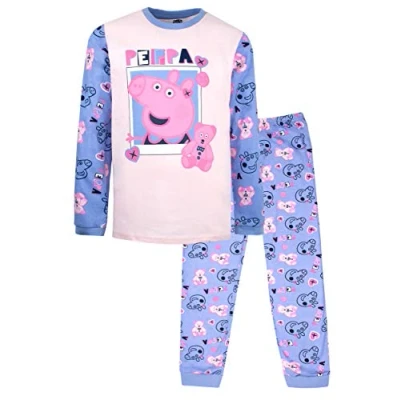 Afbeelding van Officiële Peppa Piggy Pyjama 3 8 jaar Varken met lange mouwen Kostuum 100% Katoen Merchandise Cadeau voor Meisjes , Roze