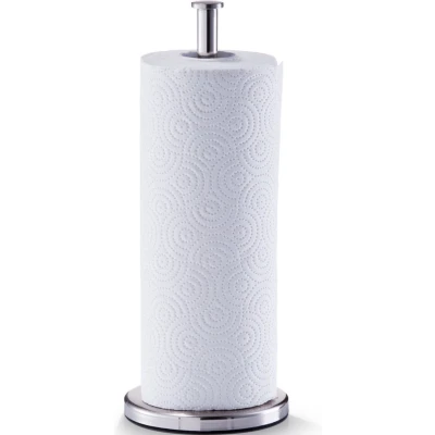 Afbeelding van Zeller Keukenrolhouder Rond Zilver RVS 13x32cm
