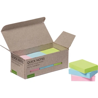 Afbeelding van Q CONNECT Quick Notes Recycled pastel, ft 38 x 51 mm, 100 vel, doos van 12 stuks in geassorteerde kleuren memoblok