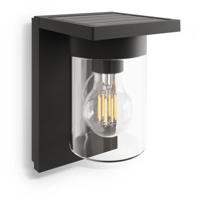 Afbeelding van Calex Asti Solar Wandlamp Down Tuinverlichting Zonne energie Bewegingssensor Warm Wit Licht Zwart