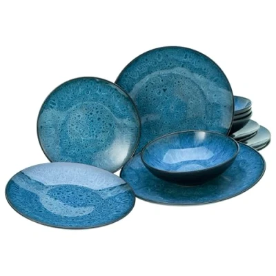 Afbeelding van CreaTable, 23958 Serie Capri 12 delig tafelservies voor 4 personen, borden van aardewerk, vaatwasser en magnetronbestendig, hoogwaardige productie