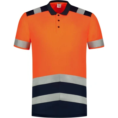 Afbeelding van Tricorp 203007 Poloshirt High Vis Bicolor Fluo Oranje/Inkt S