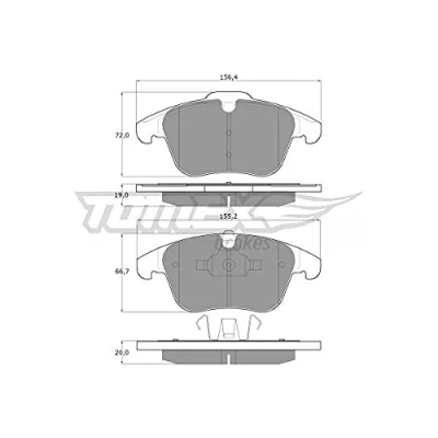 Afbeelding van TOMEX brakes TX 14 47 Remblokkenset Vooras LAND ROVER: Range Rover Evoque, JAGUAR: XF Saloon, Sportbrake, FORD: MONDEO 4 Turnier, Galaxy Mk2 MPV