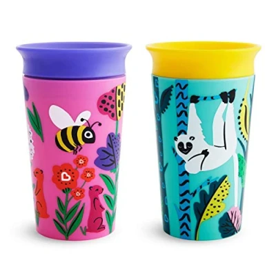 Afbeelding van Munchkin Miracle 360 WildLove drinkbeker, 266 ml, 2 stuks, bijen/lemur