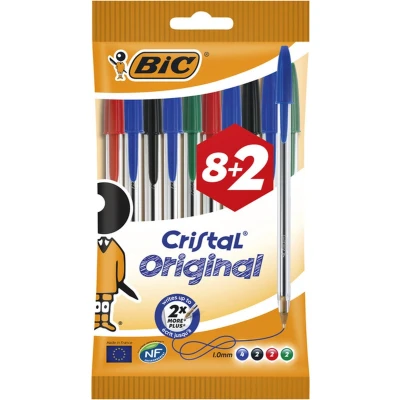 Afbeelding van Balpen Bic Cristal medium assorti zakje à 8+2 gratis