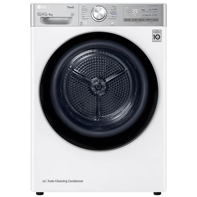 Afbeelding van LG RH90V9AV2QR, Vrijstaand, Voorbelading, Warmtepomp, Wit, Draaiknop, Touch, Rechts