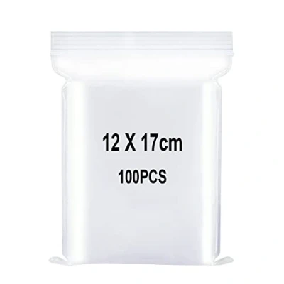 Afbeelding van Transparante plastic zakken, verzegelde zak, opbergtas, zak met sluiting, geschikt voor keuken, kantoorbenodigdheden, opslag van noten enz. 12 x 17 cm, 100 stuks