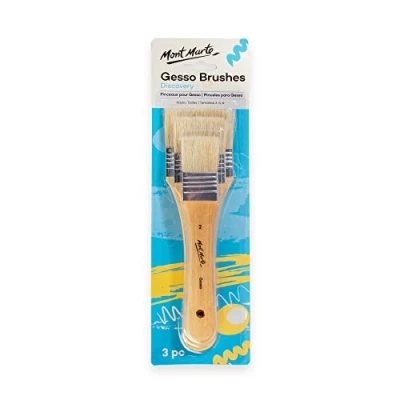 Afbeelding van Mont Marte Set van 3 Gessokwasten, penselen in de maten 2, 4 en 6, platte kwasten, ideaal voor gesso, acryl, olieverf, aquarel