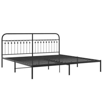 Afbeelding van Bedframe met hoofdbord metaal zwart 200x200 cm