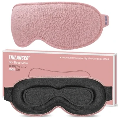 Afbeelding van Trilancer Innovatief nachtmasker 2024, slaaphoofdband, oogbescherming, slaapmasker, reizen, vliegtuig, meditatie, dutjes, accessoires voor mannen en vrouwen, blokkeert het licht (roze)