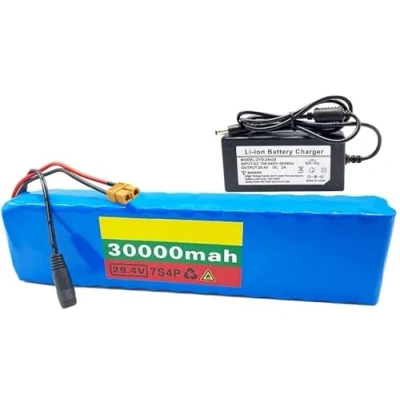 Afbeelding van 24 V 29,4 30 Ah lithiumbatterij voor e bike, bike accu met BMS beschermkaart oplader elektrische bromfietsen, 100 W, 200 350 400 W