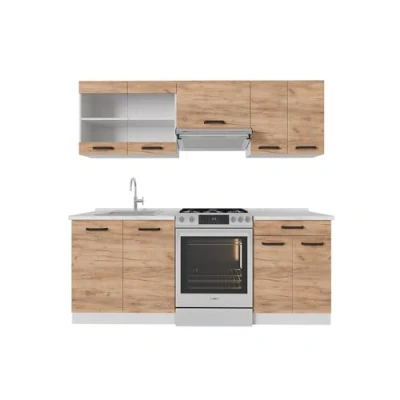 Afbeelding van Vicco Cuisine R Line Goldkraft Chêne/Blanc 200 cm sans plan de travail