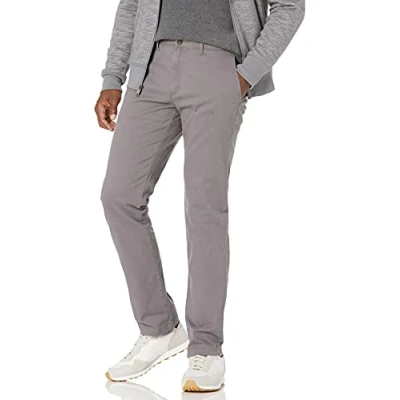 Image de Amazon Essentials Pantalon chino extensible décontracté pour homme, coupe ajustée, gris foncé, 83,8 x 71,1 cm (l L)