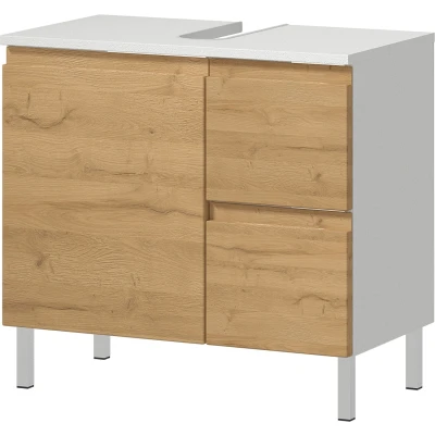 Afbeelding van Germania Torrance Wastafelonderkast 60 cm Wit / Eiken