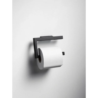 Afbeelding van KEUCO Toiletpapierhouder van metaal, zwart mat gepoedercoat, open vorm, toiletrolhouder voor badkamer en gastentoilet, Edition 11 Black Selection