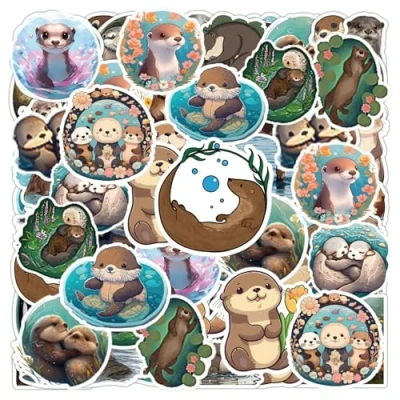 Afbeelding van 100 cartoonotterstickers, grappige en schattige stickers, waterdichte kunnen worden gebruikt om waterflessen, telefoonhoesjes notitieboeken te versieren