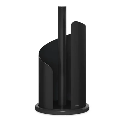 Afbeelding van stardis Design keukenrolhouder van mat roestvrij staal H 30 cm Ø 15 staande (puur zwart)