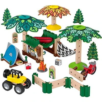 Afbeelding van Fisher Price Wonder Makers Kampeerterrein Houten Bouwset 3+