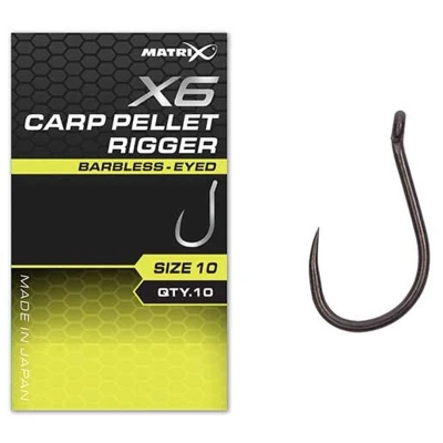 Afbeelding van Matrix X6 Carp Pellet Rigger Witvis haken Weerhaakloos Size 10 (10 Stuks)