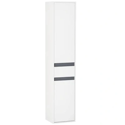 Afbeelding van HOMCOM Badkamerkast moderne stijl, 2 kasten, 3 planken en schuiflade, spaanplaat, wit
